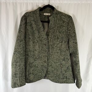 Coldwater Creek Jacket Women's 14 Green Button Up Pockets Long Sleeve Lined